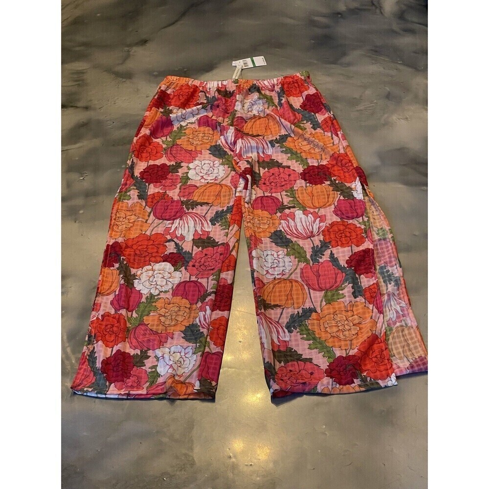 Trina Turk Pink Orange Red Floral Wide-Leg Swim Coverup Pants